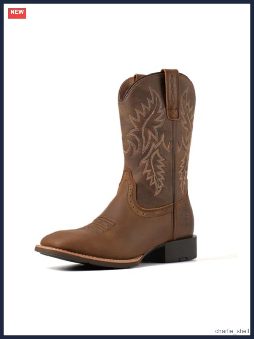 Men's Full-Grain Leather Square Toe Western Cowboy Boots Calf High Work Boot